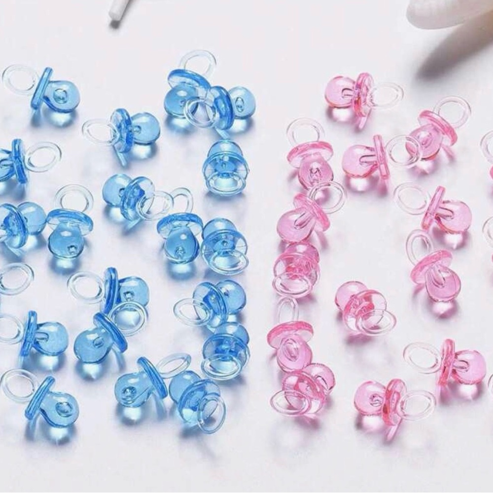 400 Blue and Pink Mini Pacifier Charms - Baby Shower